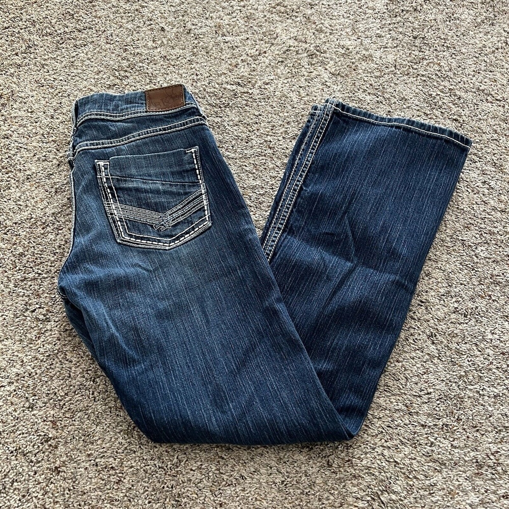 BKE Denim Womens Kate Boot Cut Jeans Blue Med Wash Stretch Whiskered 29 X 31 1/2